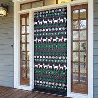Cute Reindeer in Santa Hat Door Cover with Red Green Snowflake Knit Pattern Design - Wonder Print Shop