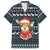Cute Reindeer in Santa Hat Family Matching Long Sleeve Bodycon Dress and Hawaiian Shirt with Red Green Snowflake Knit Pattern Design - Wonder Print Shop