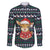 Cute Reindeer in Santa Hat Family Matching Long Sleeve Bodycon Dress and Hawaiian Shirt with Red Green Snowflake Knit Pattern Design - Wonder Print Shop