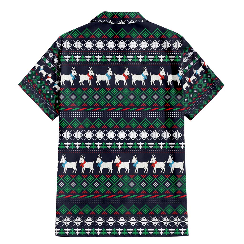 Cute Reindeer in Santa Hat Family Matching Mermaid Dress and Hawaiian Shirt with Red Green Snowflake Knit Pattern Design - Wonder Print Shop