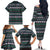 Cute Reindeer in Santa Hat Family Matching Off The Shoulder Long Sleeve Dress and Hawaiian Shirt with Red Green Snowflake Knit Pattern Design - Wonder Print Shop