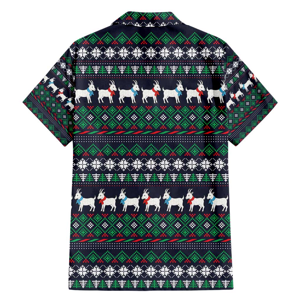 Cute Reindeer in Santa Hat Family Matching Puletasi and Hawaiian Shirt with Red Green Snowflake Knit Pattern Design - Wonder Print Shop