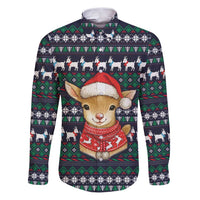 Cute Reindeer in Santa Hat Family Matching Puletasi and Hawaiian Shirt with Red Green Snowflake Knit Pattern Design - Wonder Print Shop