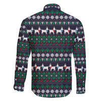 Cute Reindeer in Santa Hat Family Matching Puletasi and Hawaiian Shirt with Red Green Snowflake Knit Pattern Design - Wonder Print Shop