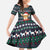 Cute Reindeer in Santa Hat Family Matching Short Sleeve Bodycon Dress and Hawaiian Shirt with Red Green Snowflake Knit Pattern Design - Wonder Print Shop