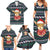 Cute Reindeer in Santa Hat Family Matching Summer Maxi Dress and Hawaiian Shirt with Red Green Snowflake Knit Pattern Design - Wonder Print Shop