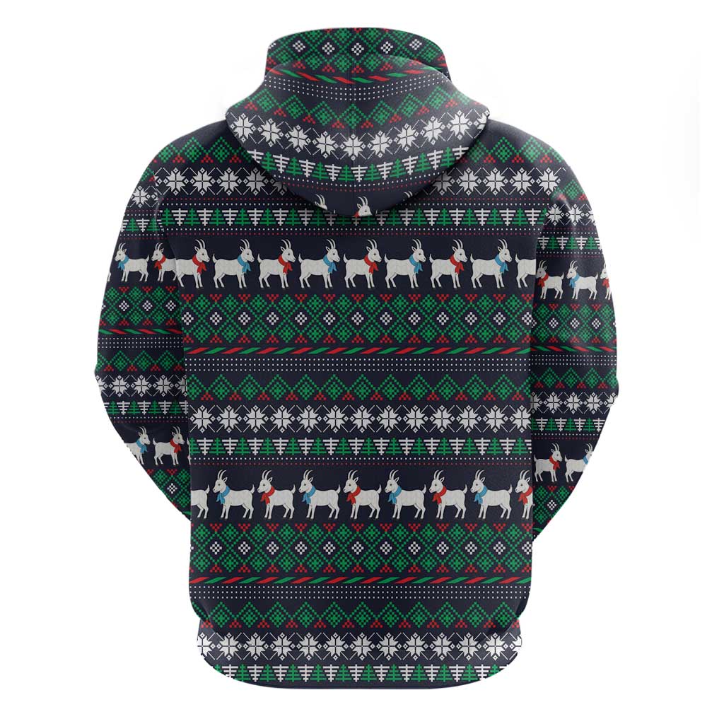 Cute Reindeer in Santa Hat Hoodie with Red Green Snowflake Knit Pattern Design - Wonder Print Shop