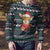 Cute Reindeer in Santa Hat Ugly Christmas Sweater with Red Green Snowflake Knit Pattern Design - Wonder Print Shop