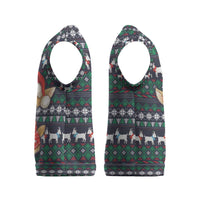 Cute Reindeer in Santa Hat Christmas Knitted V-Neck Vest with Red Green Snowflake Knit Pattern Design - Wonder Print Shop