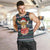 Cute Reindeer in Santa Hat Men Tank Top with Red Green Snowflake Knit Pattern Design - Wonder Print Shop