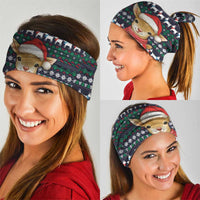 Cute Reindeer in Santa Hat Neck Gaiter with Red Green Snowflake Knit Pattern Design - Wonder Print Shop