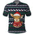 Cute Reindeer in Santa Hat Polo Shirt with Red Green Snowflake Knit Pattern Design - Wonder Print Shop