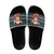Cute Reindeer in Santa Hat Slide Sandals with Red Green Snowflake Knit Pattern Design - Wonder Print Shop