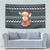 Cute Reindeer in Santa Hat Tapestry with Red Green Snowflake Knit Pattern Design - Wonder Print Shop