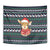Cute Reindeer in Santa Hat Tapestry with Red Green Snowflake Knit Pattern Design - Wonder Print Shop