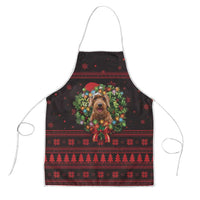 Wreath and Santa Dog in Red Apron with Black Holiday Pattern Design - Wonder Print Shop