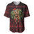 Wreath and Santa Dog in Red Baseball Jersey with Black Holiday Pattern Design - Wonder Print Shop