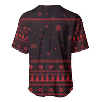 Wreath and Santa Dog in Red Baseball Jersey with Black Holiday Pattern Design - Wonder Print Shop