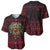 Wreath and Santa Dog in Red Baseball Jersey with Black Holiday Pattern Design - Wonder Print Shop