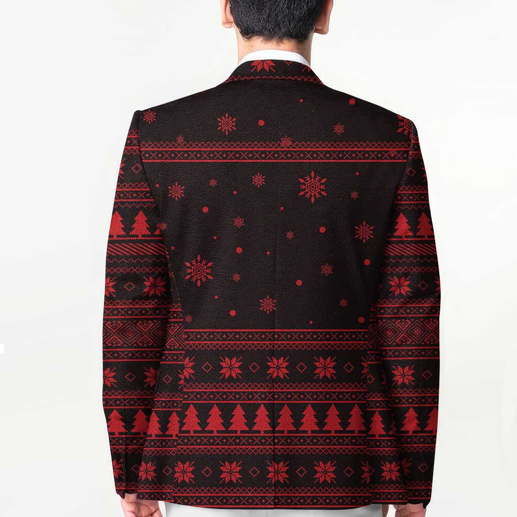 Wreath and Santa Dog in Red Blazer with Black Holiday Pattern Design - Wonder Print Shop