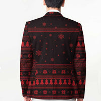 Wreath and Santa Dog in Red Blazer with Black Holiday Pattern Design - Wonder Print Shop