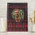 Wreath and Santa Dog in Red Canvas Wall Art with Black Holiday Pattern Design - Wonder Print Shop