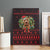 Wreath and Santa Dog in Red Canvas Wall Art with Black Holiday Pattern Design - Wonder Print Shop
