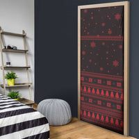 Wreath and Santa Dog in Red Door Cover with Black Holiday Pattern Design - Wonder Print Shop