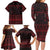 Wreath and Santa Dog in Red Family Matching Long Sleeve Bodycon Dress and Hawaiian Shirt with Black Holiday Pattern Design - Wonder Print Shop
