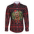 Wreath and Santa Dog in Red Family Matching Long Sleeve Bodycon Dress and Hawaiian Shirt with Black Holiday Pattern Design - Wonder Print Shop