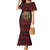 Wreath and Santa Dog in Red Family Matching Mermaid Dress and Hawaiian Shirt with Black Holiday Pattern Design - Wonder Print Shop
