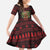 Wreath and Santa Dog in Red Family Matching Off Shoulder Maxi Dress and Hawaiian Shirt with Black Holiday Pattern Design - Wonder Print Shop