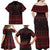 Wreath and Santa Dog in Red Family Matching Off Shoulder Maxi Dress and Hawaiian Shirt with Black Holiday Pattern Design - Wonder Print Shop