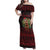 Wreath and Santa Dog in Red Family Matching Off Shoulder Maxi Dress and Hawaiian Shirt with Black Holiday Pattern Design - Wonder Print Shop