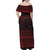 Wreath and Santa Dog in Red Family Matching Off Shoulder Maxi Dress and Hawaiian Shirt with Black Holiday Pattern Design - Wonder Print Shop