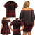 Wreath and Santa Dog in Red Family Matching Off Shoulder Short Dress and Hawaiian Shirt with Black Holiday Pattern Design - Wonder Print Shop