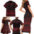 Wreath and Santa Dog in Red Family Matching Short Sleeve Bodycon Dress and Hawaiian Shirt with Black Holiday Pattern Design - Wonder Print Shop