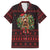 Wreath and Santa Dog in Red Family Matching Short Sleeve Bodycon Dress and Hawaiian Shirt with Black Holiday Pattern Design - Wonder Print Shop