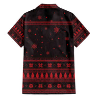 Wreath and Santa Dog in Red Family Matching Short Sleeve Bodycon Dress and Hawaiian Shirt with Black Holiday Pattern Design - Wonder Print Shop