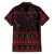 Wreath and Santa Dog in Red Family Matching Short Sleeve Bodycon Dress and Hawaiian Shirt with Black Holiday Pattern Design - Wonder Print Shop