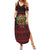 Wreath and Santa Dog in Red Family Matching Summer Maxi Dress and Hawaiian Shirt with Black Holiday Pattern Design - Wonder Print Shop
