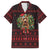 Wreath and Santa Dog in Red Family Matching Tank Maxi Dress and Hawaiian Shirt with Black Holiday Pattern Design - Wonder Print Shop