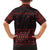 Wreath and Santa Dog in Red Kid Hawaiian Shirt with Black Holiday Pattern Design - Wonder Print Shop