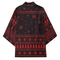 Wreath and Santa Dog in Red Kimono with Black Holiday Pattern Design - Wonder Print Shop