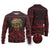 Wreath and Santa Dog in Red Ugly Christmas Sweater with Black Holiday Pattern Design - Wonder Print Shop