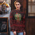 Wreath and Santa Dog in Red Ugly Christmas Sweater with Black Holiday Pattern Design - Wonder Print Shop