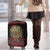 Wreath and Santa Dog in Red Luggage Cover with Black Holiday Pattern Design - Wonder Print Shop