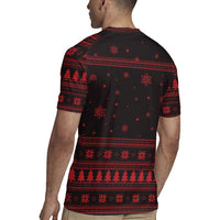 Wreath and Santa Dog in Red Rugby Jersey with Black Holiday Pattern Design - Wonder Print Shop
