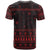 Wreath and Santa Dog in Red T Shirt with Black Holiday Pattern Design - Wonder Print Shop