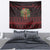 Wreath and Santa Dog in Red Tapestry with Black Holiday Pattern Design - Wonder Print Shop